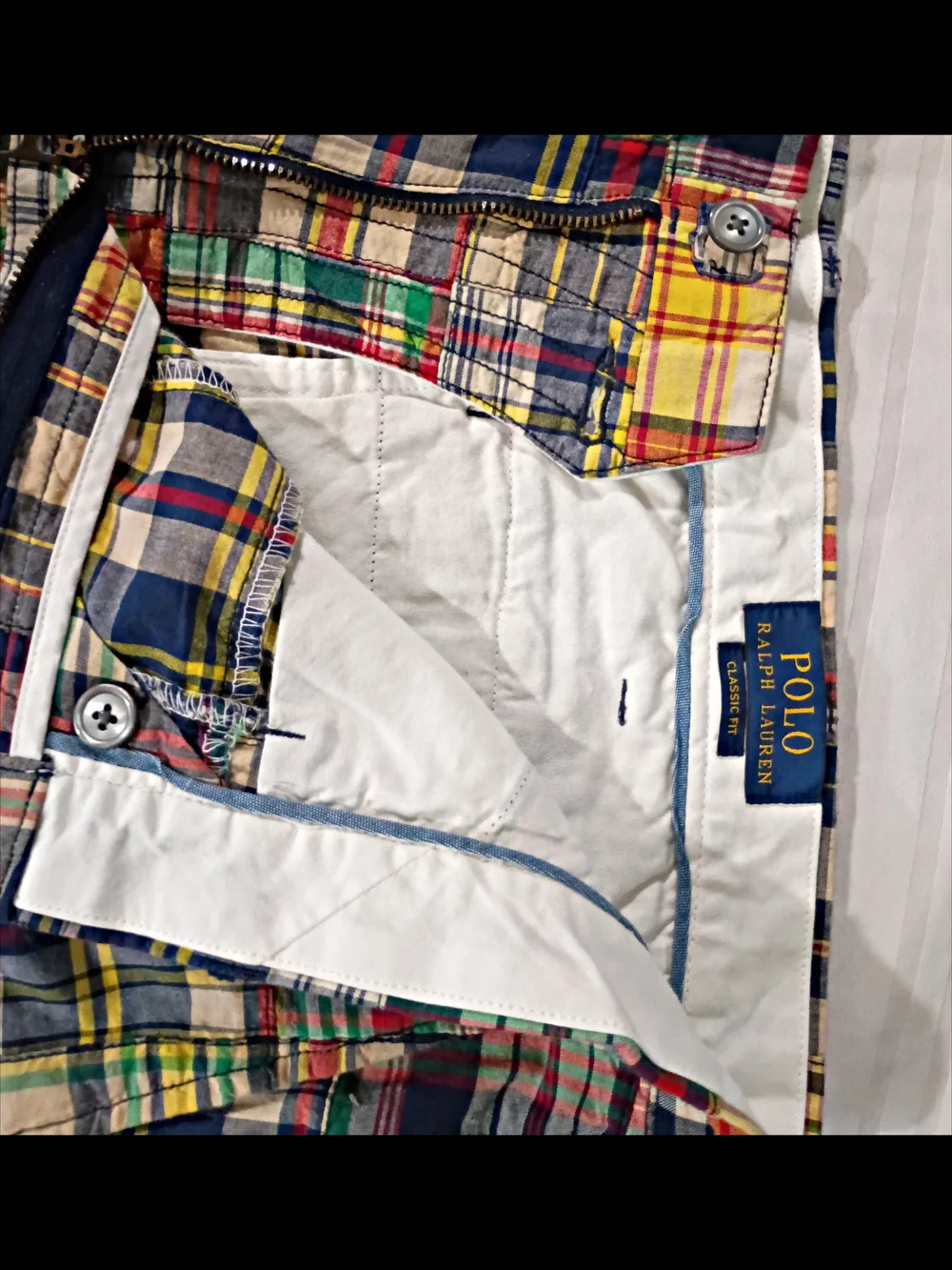 Polo Ralph Lauren Men's 38 Patchwork Madras Plaid Shorts 100% Cotton NWT